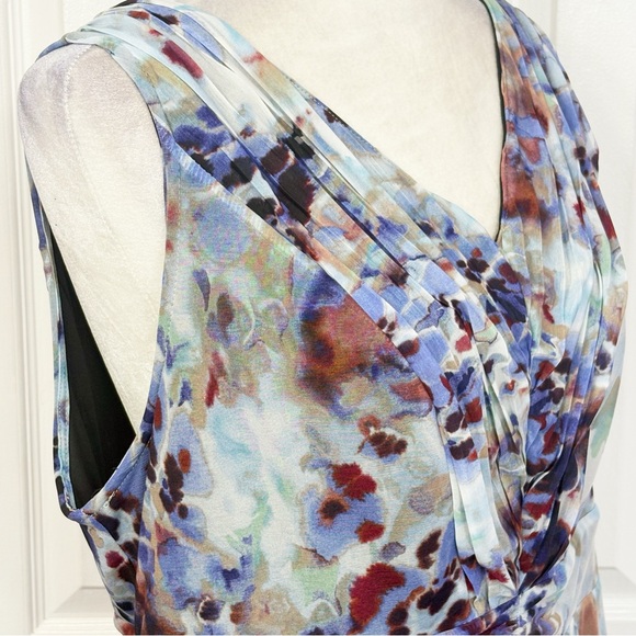 Simply Vera Wang Blue Multi Print Fairy Handkerchief Hem Midi Dress 0X - Picture 5 of 16